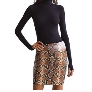 Commando Faux Leather Snake Print Mini Skirt S/M NWT